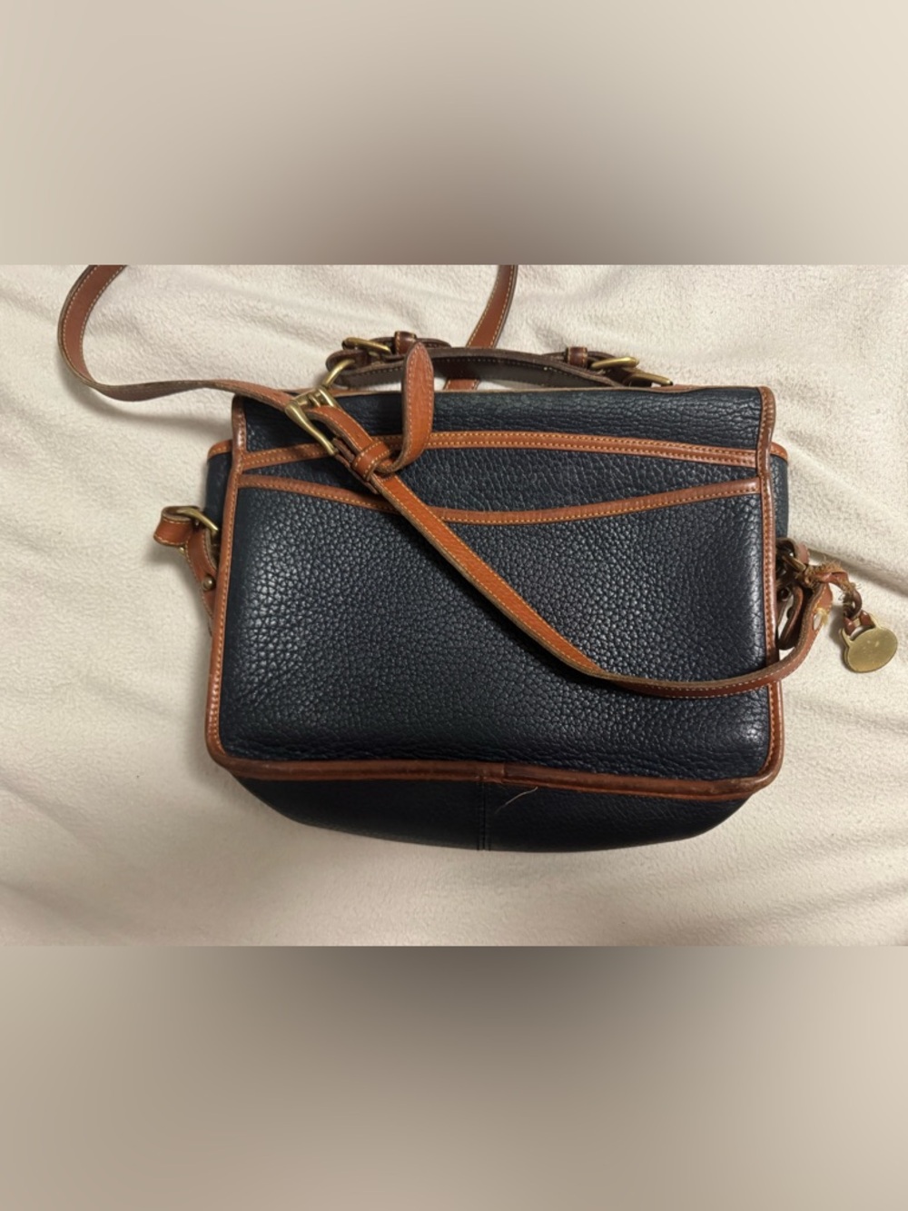 Vintage DOONEY & BOURKE Classic Two-Tone Black and Brown Leather Satchel - Picture 9 of 13